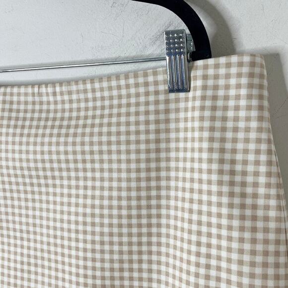 Ann Taylor Women's Mini Skirt Plus Size 16 Tan White Gingham Check Plaid Cotton - Picture 2 of 8